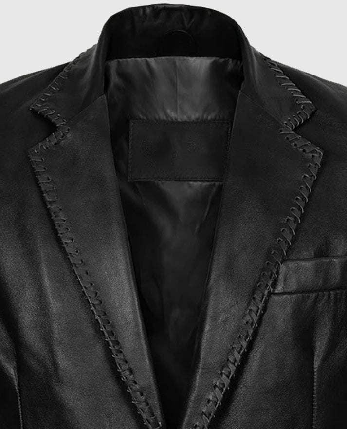 Medieval Black Leather Blazer For Men