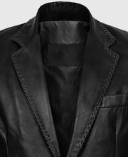 Medieval Black Leather Blazer For Men