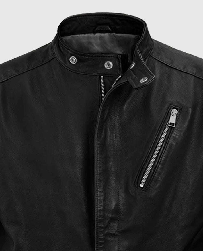 Men's Motorad Biker Black Leather Jacket