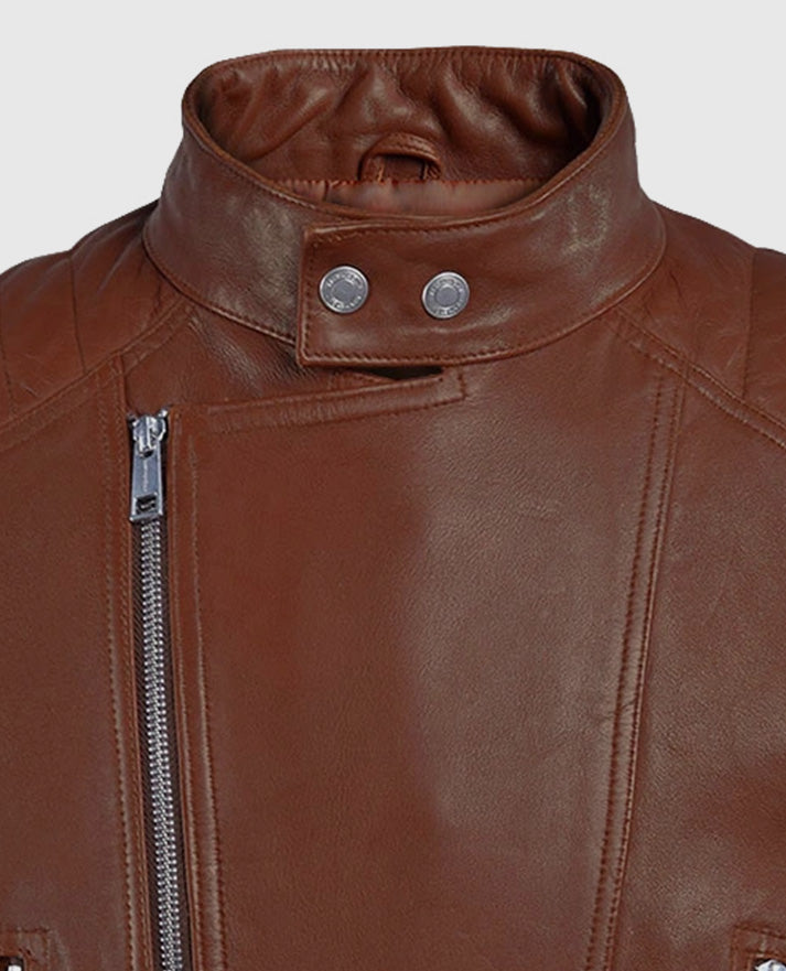 Men's Tan Moto Shotgun Leather Jacket