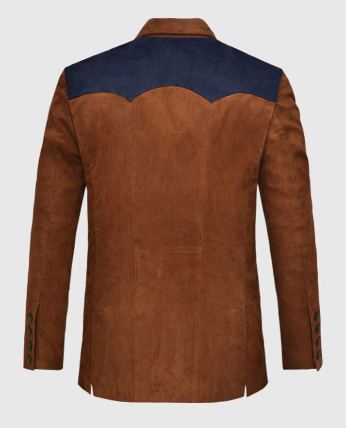 Men's Suede Leather Western Blazer