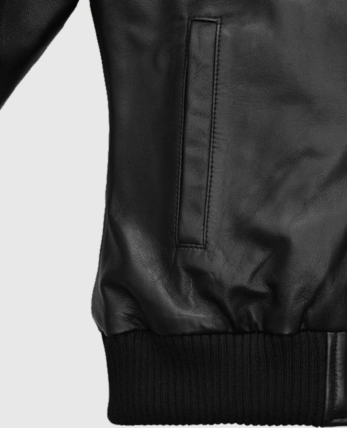 Women's Black Leather Symphony Detachable Hood Jacket
