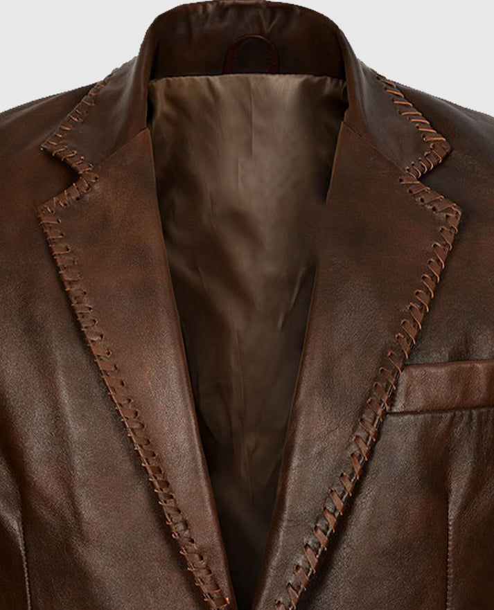 Spanish Brown Medieval Leather Blazer for Men