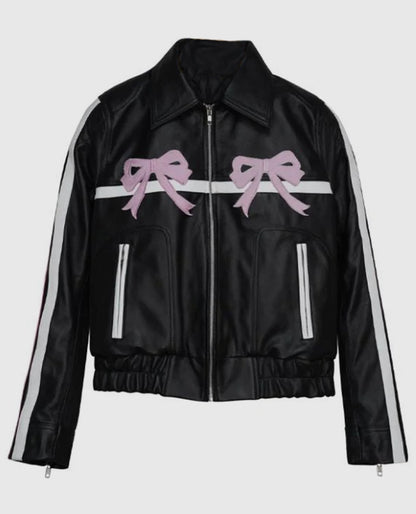 Diddi Moda Ribbon Black Leather Jacket