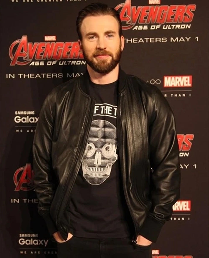 Chris Evans Bomber Leather Jacket