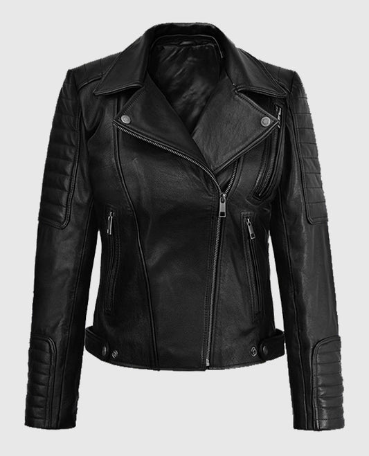 Victoria Justice Quilted Biker Leather Jacket