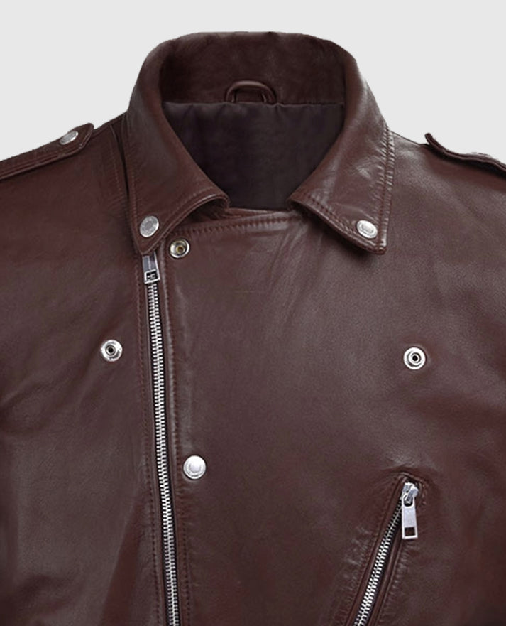 Men's Beast Biker Leather Burgundy Jacket