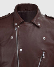 Men's Beast Biker Leather Burgundy Jacket
