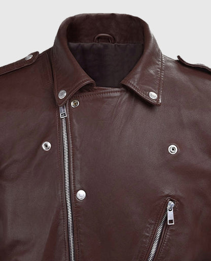 Men's Beast Biker Leather Burgundy Jacket