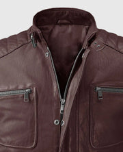 Men's Burgundy Firefly Biker Leather Jacket