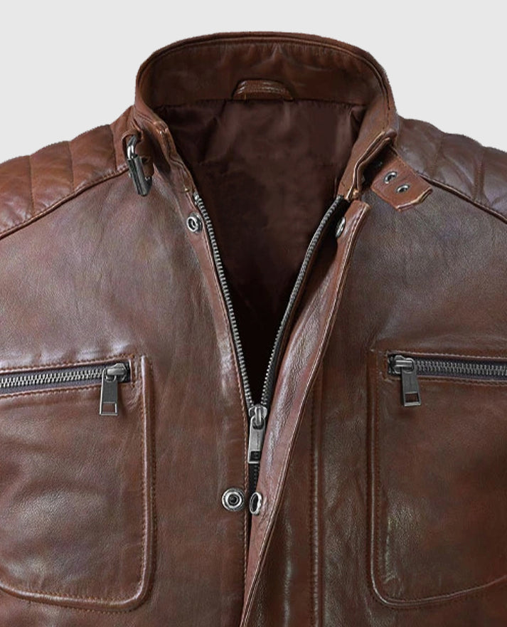 Men's Moto Firefly Leather Spanish Brown Jacket
