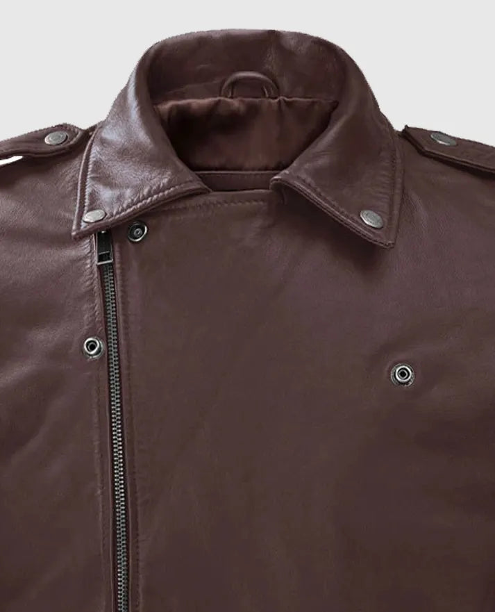 Burgundy Rutland Riding Leather Jacket for Men