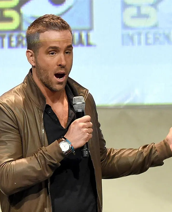 Ryan Reynolds Comic Con Black Leather Jacket