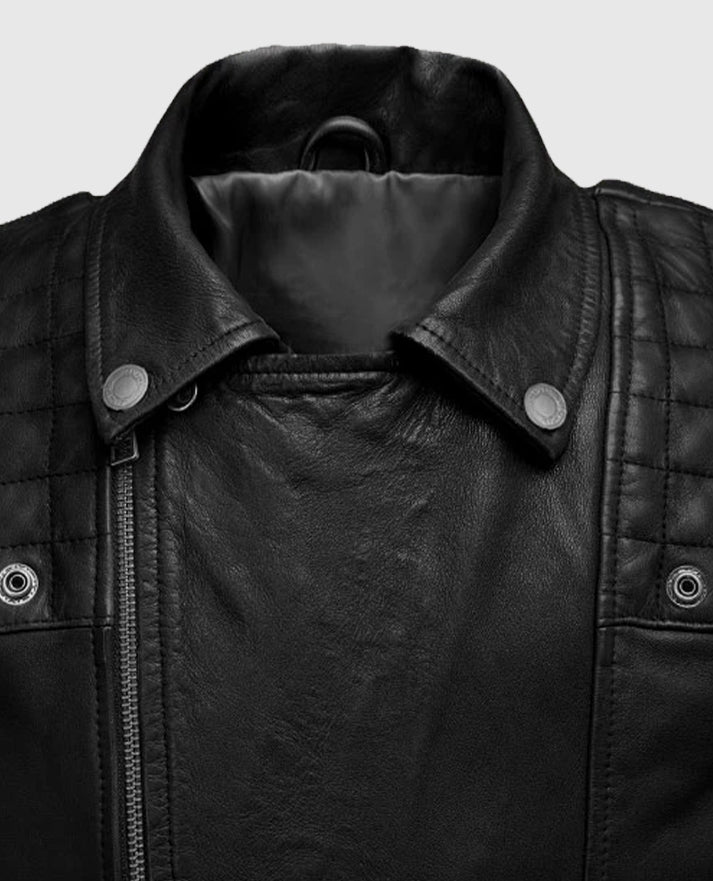 Black Biker Ironwood Leather Jacket for Men