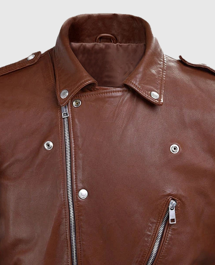 Men's Biker Beast Tan Leather Jacket