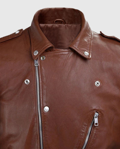 Men's Biker Beast Tan Leather Jacket
