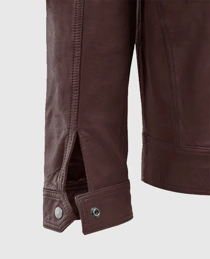 Thunder Storm Burgundy Biker Leather Jacket for Men