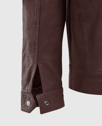 Thunder Storm Burgundy Biker Leather Jacket for Men