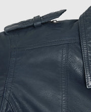 Women's Blue Washed & Wax Biker Leather Jacket