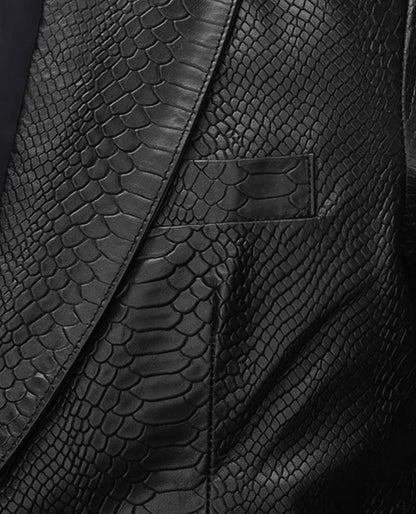 Python Catwalk Black Leather Blazer for Men