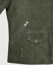 Women's Olive Suede Moto Leather Jacket