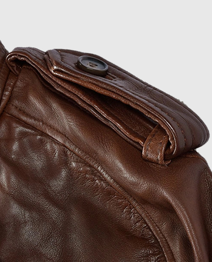 Long Spanish Brown Leather Coat for Women
