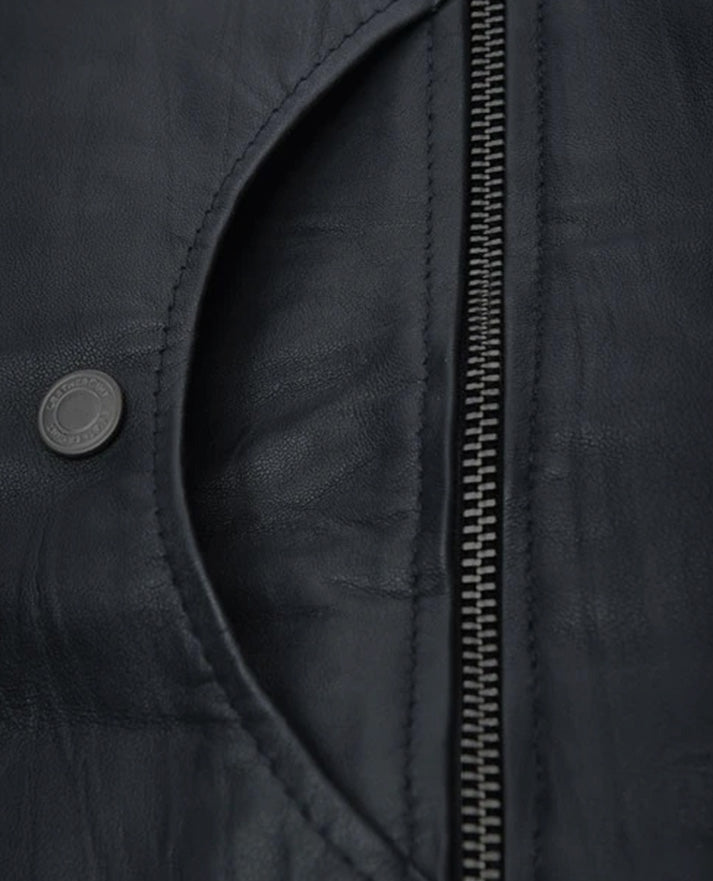 Men's Maven Moto Round Neck Leather Jacket