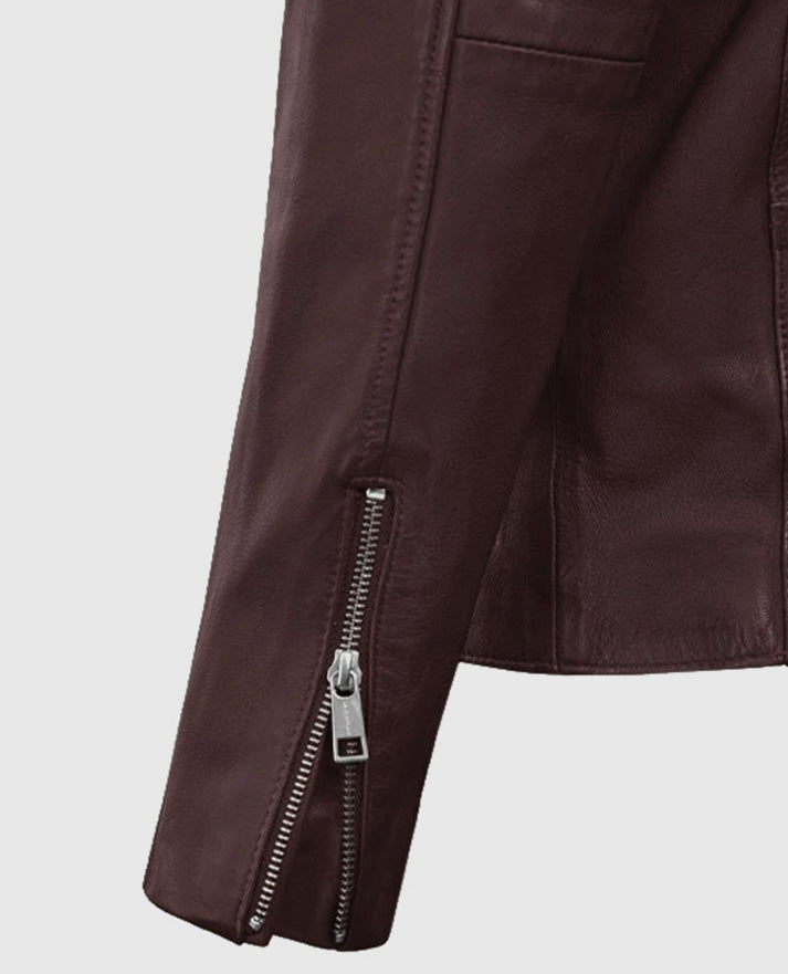 Men's Burgundy Motorad Biker Leather Jacket