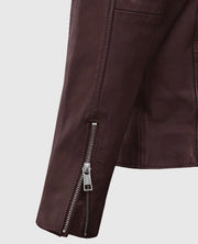 Men's Burgundy Motorad Biker Leather Jacket