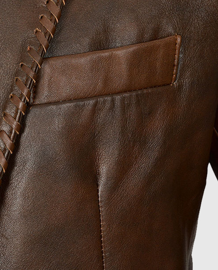 Spanish Brown Medieval Leather Blazer for Men