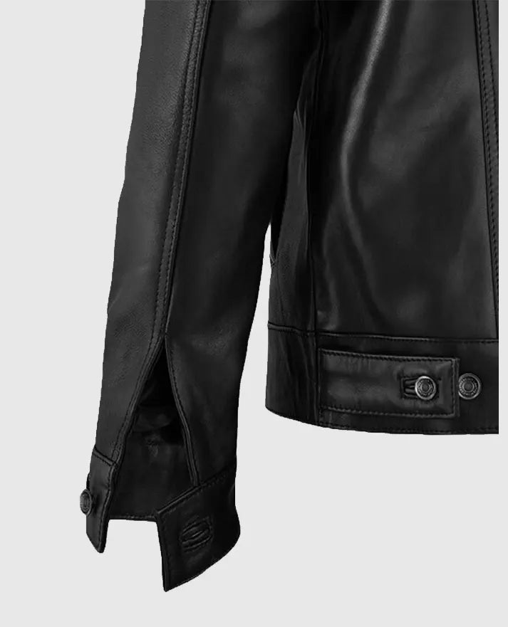 Men's Black Leather Sherpa Leather Jacket