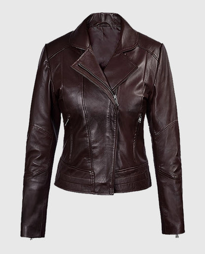Katie Holmes Maroon Biker Jacket
