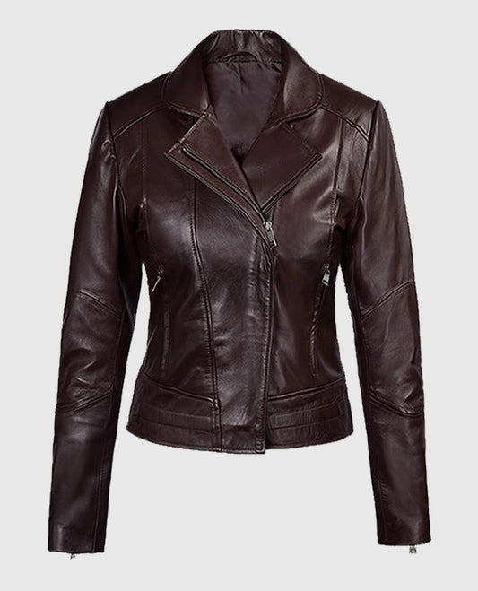 Katie Holmes Maroon Biker Jacket