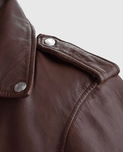 Men's Beast Biker Leather Burgundy Jacket