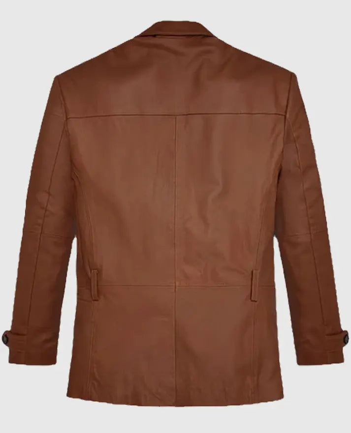 Robert Downey Jr Brown Leather Blazer