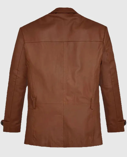 Robert Downey Jr Brown Leather Blazer