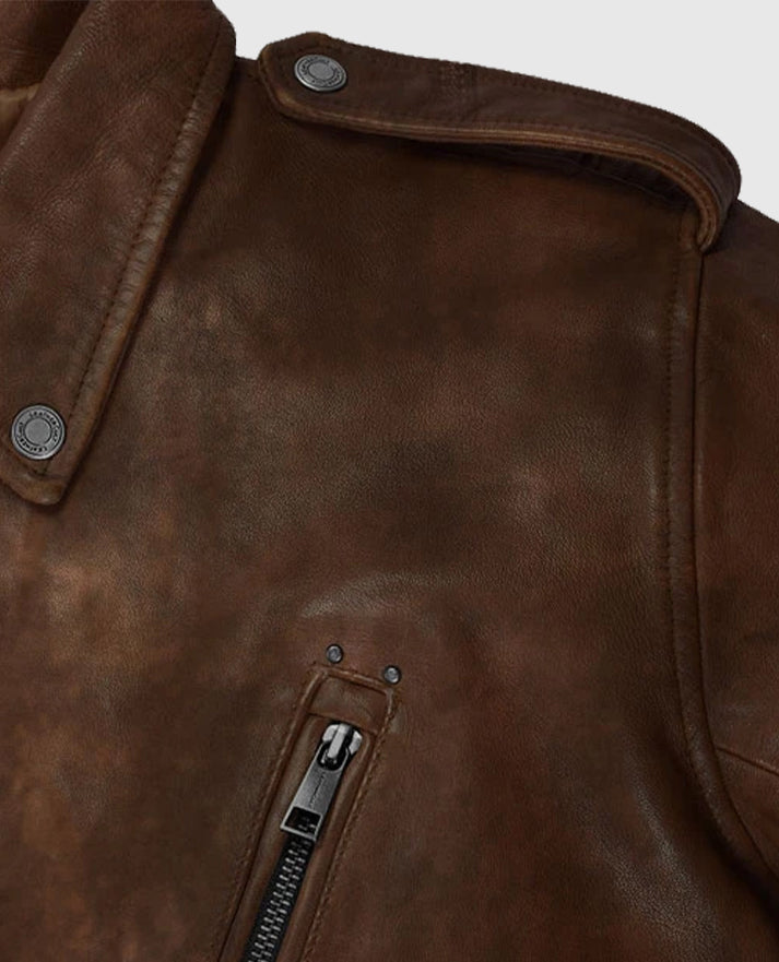 Men's Falcon Spanish Brown Rider Leather Jacket