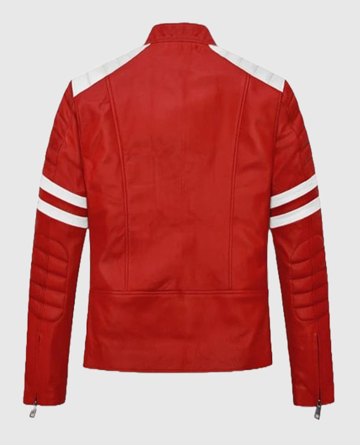 Brad Pitt Fight Club Red Leather Jacket
