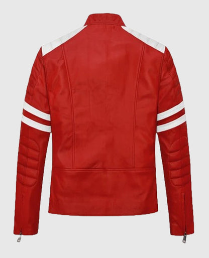 Brad Pitt Fight Club Red Leather Jacket