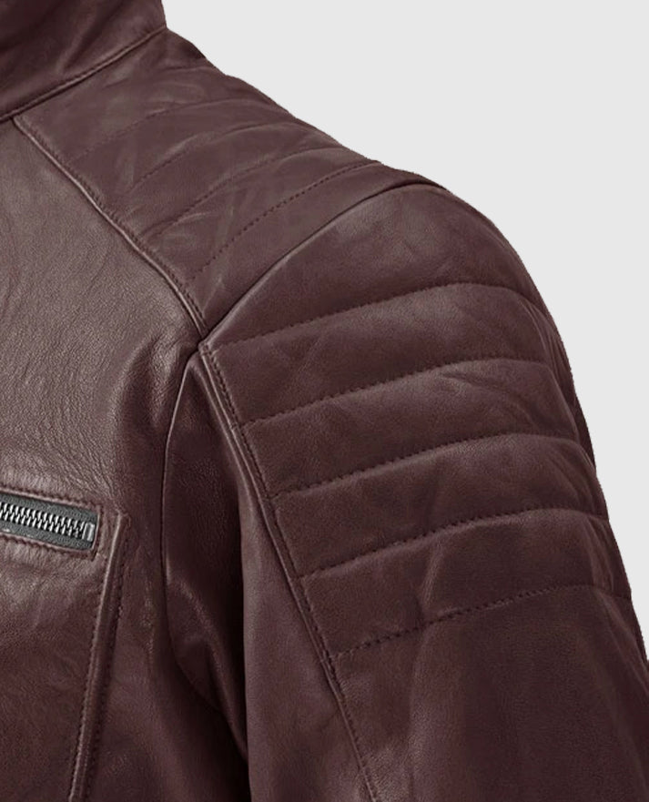 Men's Burgundy Firefly Biker Leather Jacket