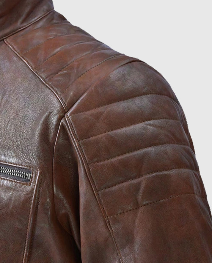 Men's Moto Firefly Leather Spanish Brown Jacket