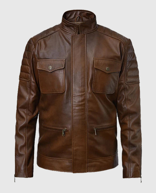 Boss Level Frank Grillo Brown Leather Jacket
