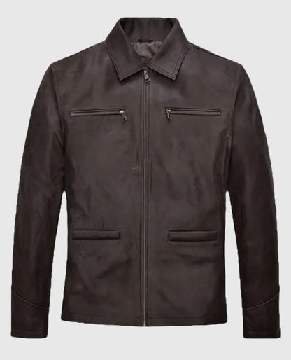Sam Worthington Kidnapping Mr. Heineken Brown Leather Jacket