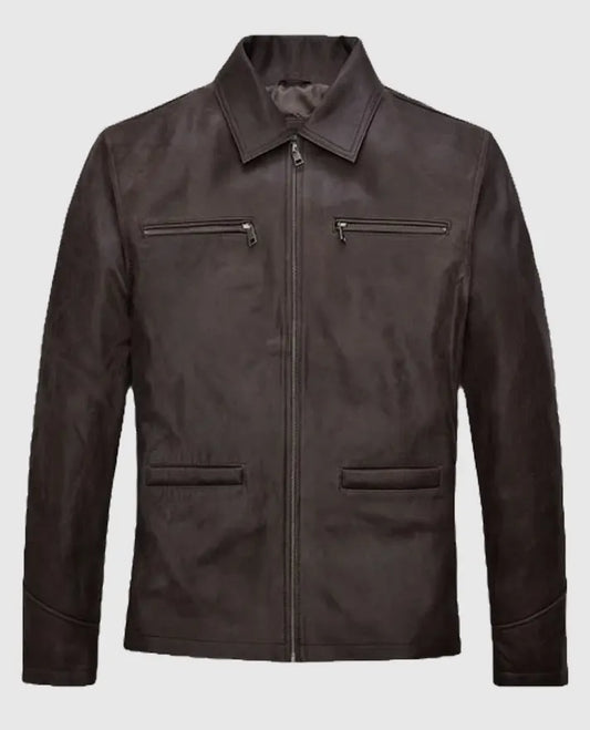 Sam Worthington Kidnapping Mr. Heineken Brown Leather Jacket