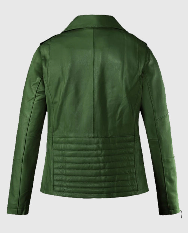 Rihanna Green Biker Leather Jacket