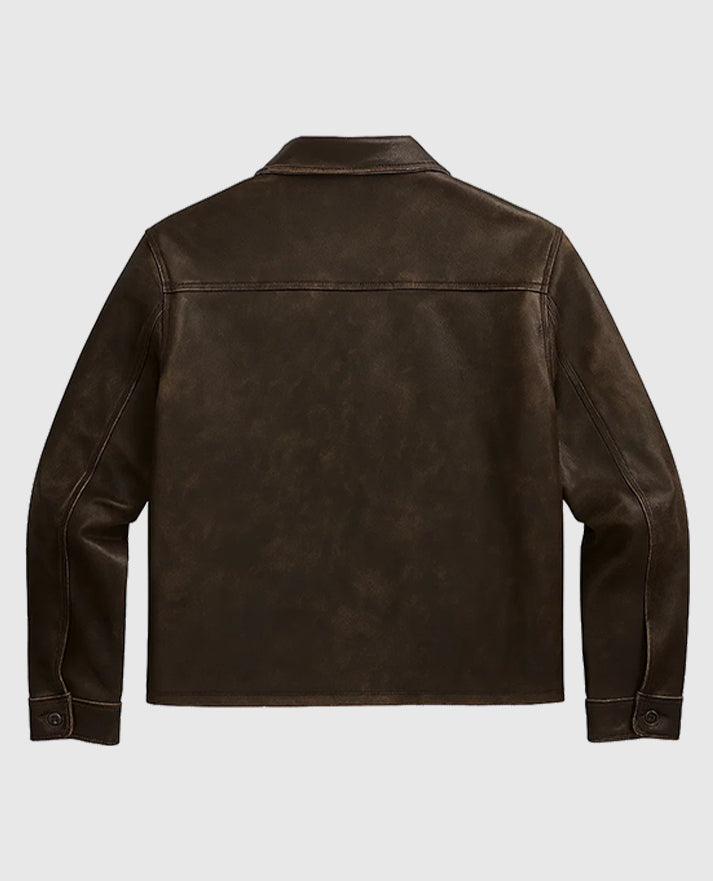 Tom Cruise Paris Olympics 2024 Brown Leather Jacket