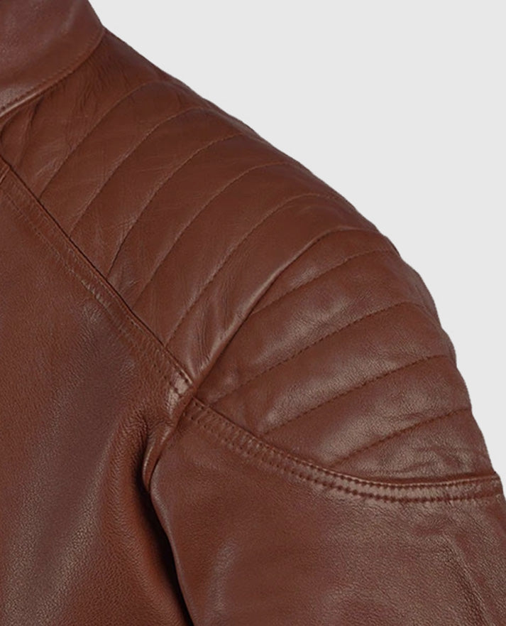 Men's Tan Moto Shotgun Leather Jacket
