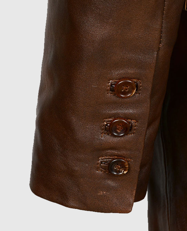 Spanish Brown Medieval Leather Blazer for Men