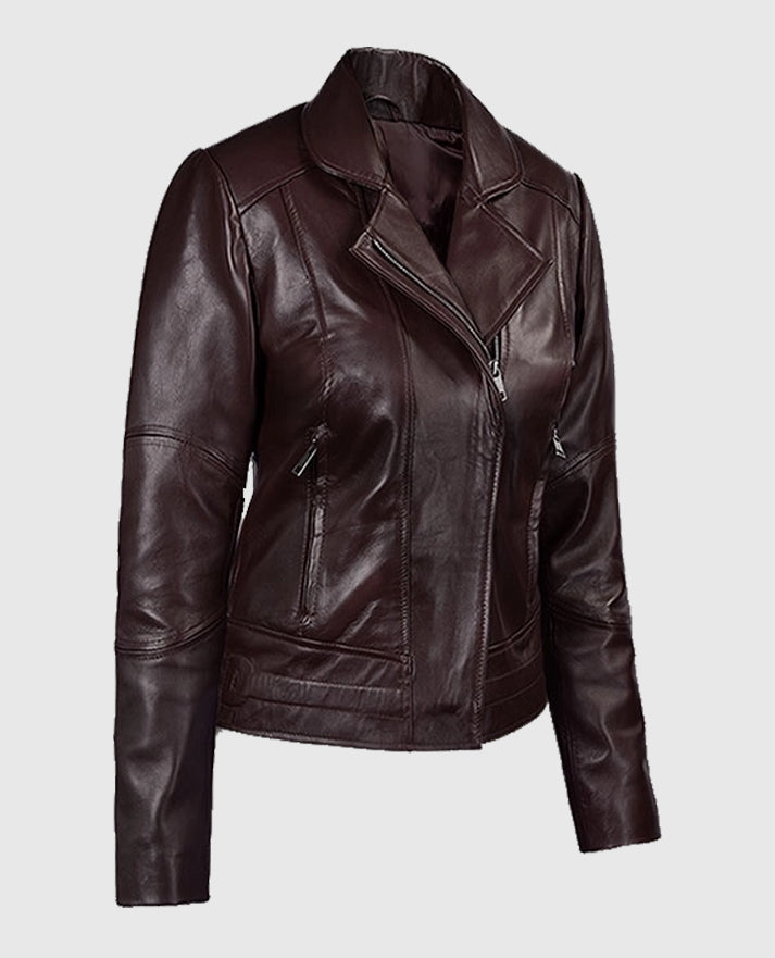 Katie Holmes Maroon Biker Jacket