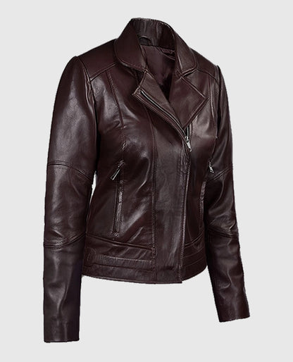 Katie Holmes Maroon Biker Jacket